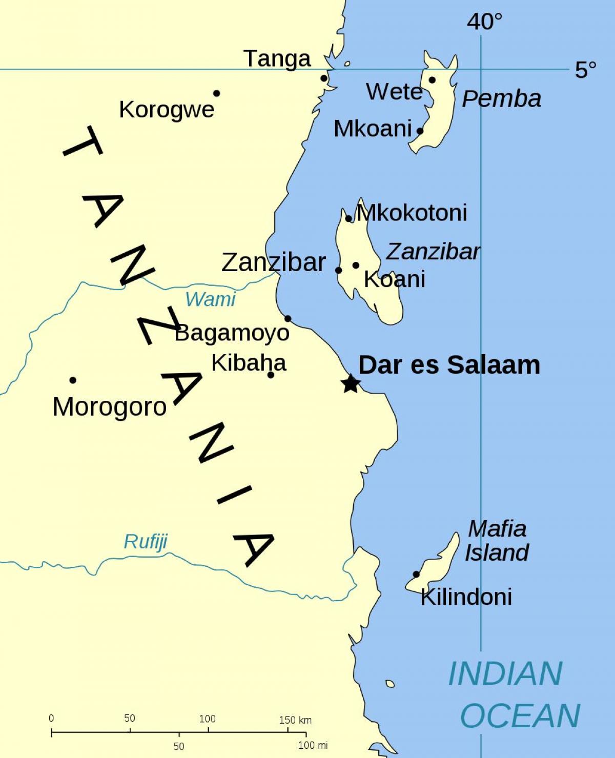tanzània illes mapa