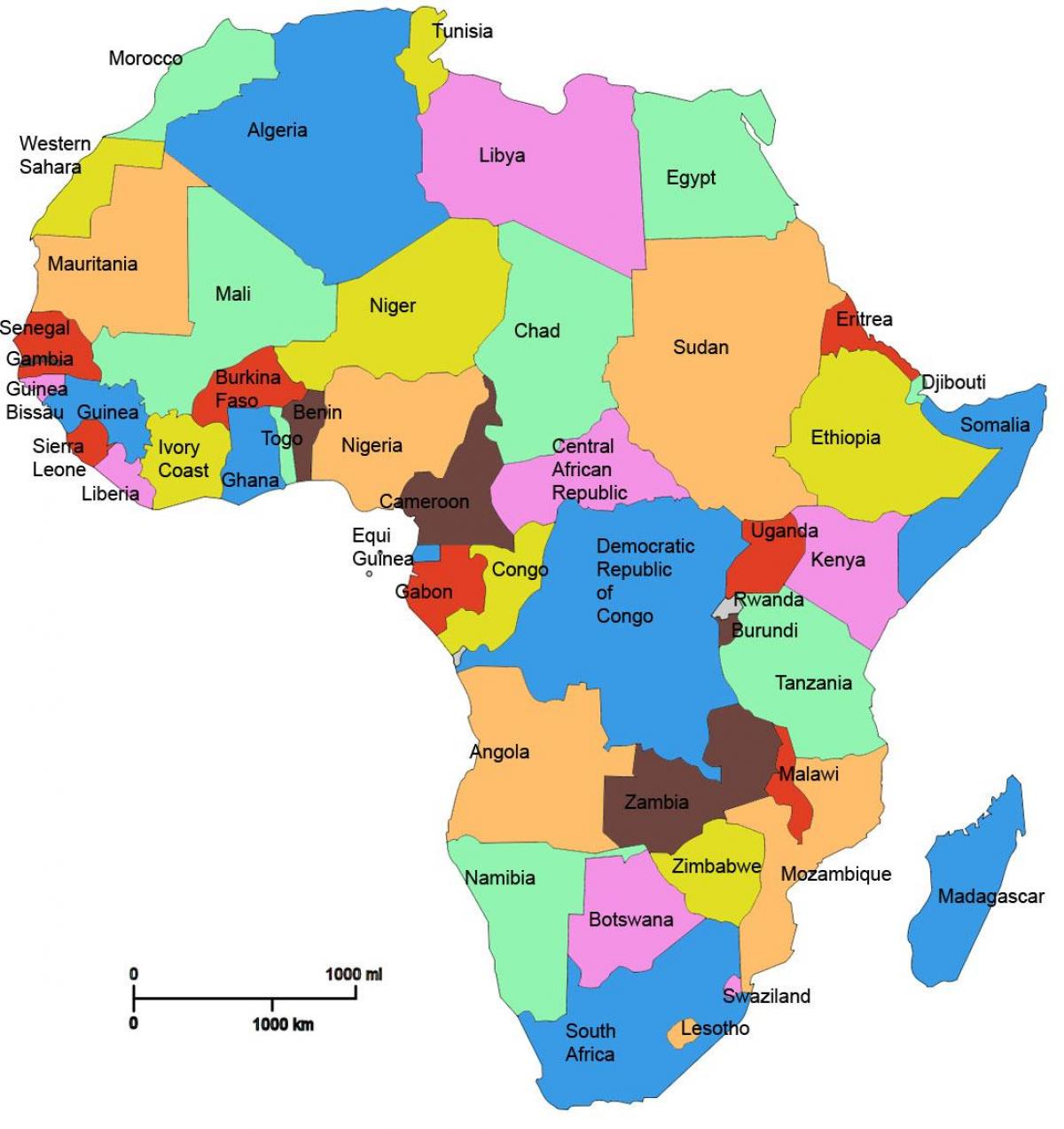 mapa d'àfrica mostrant tanzània