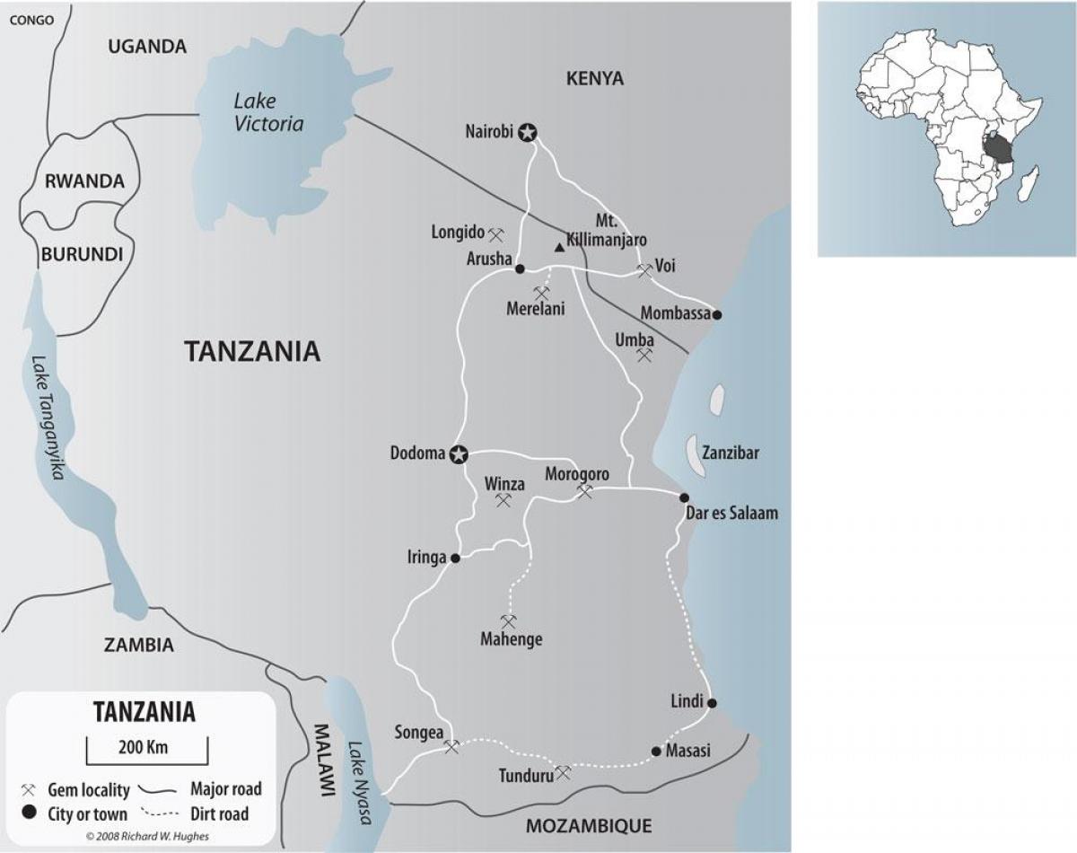 Mapa de tanzània mines d'or