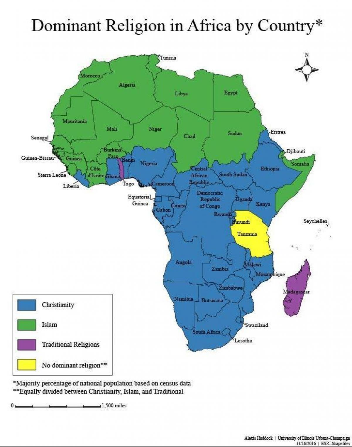 Mapa de tanzània religió