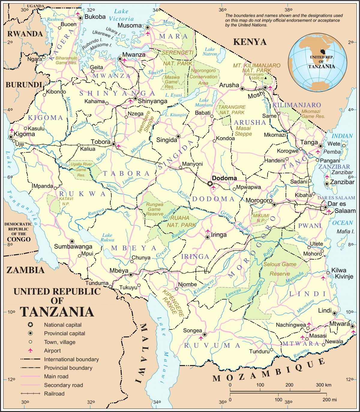 Mapa de tanzània riu