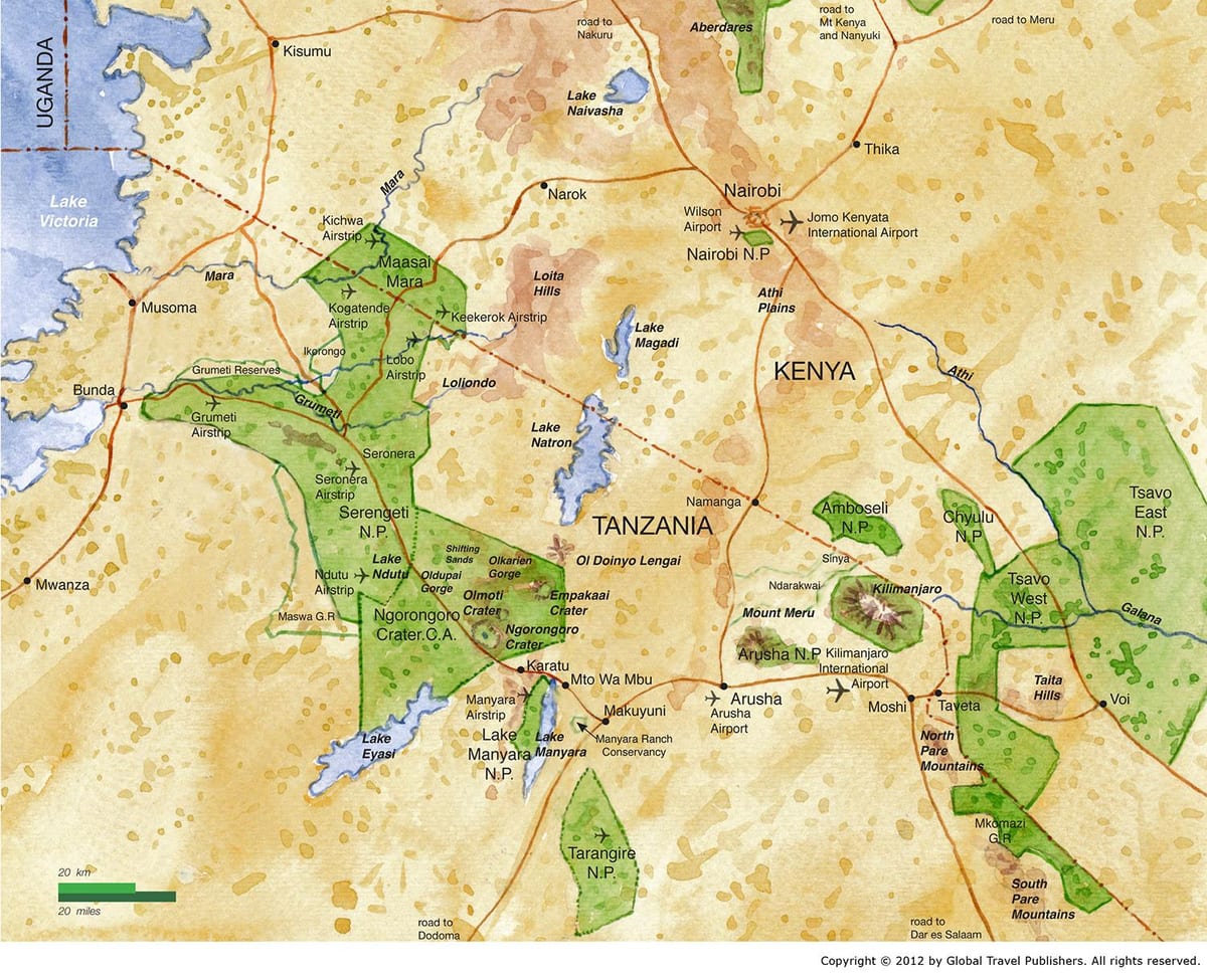 Mapa del nord de tanzània