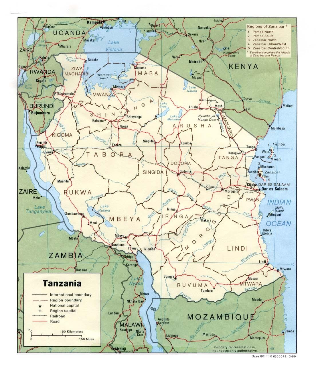 Mapa de llocs històrics a tanzània