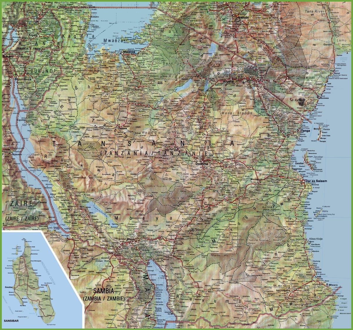 Mapa detallat de tanzània