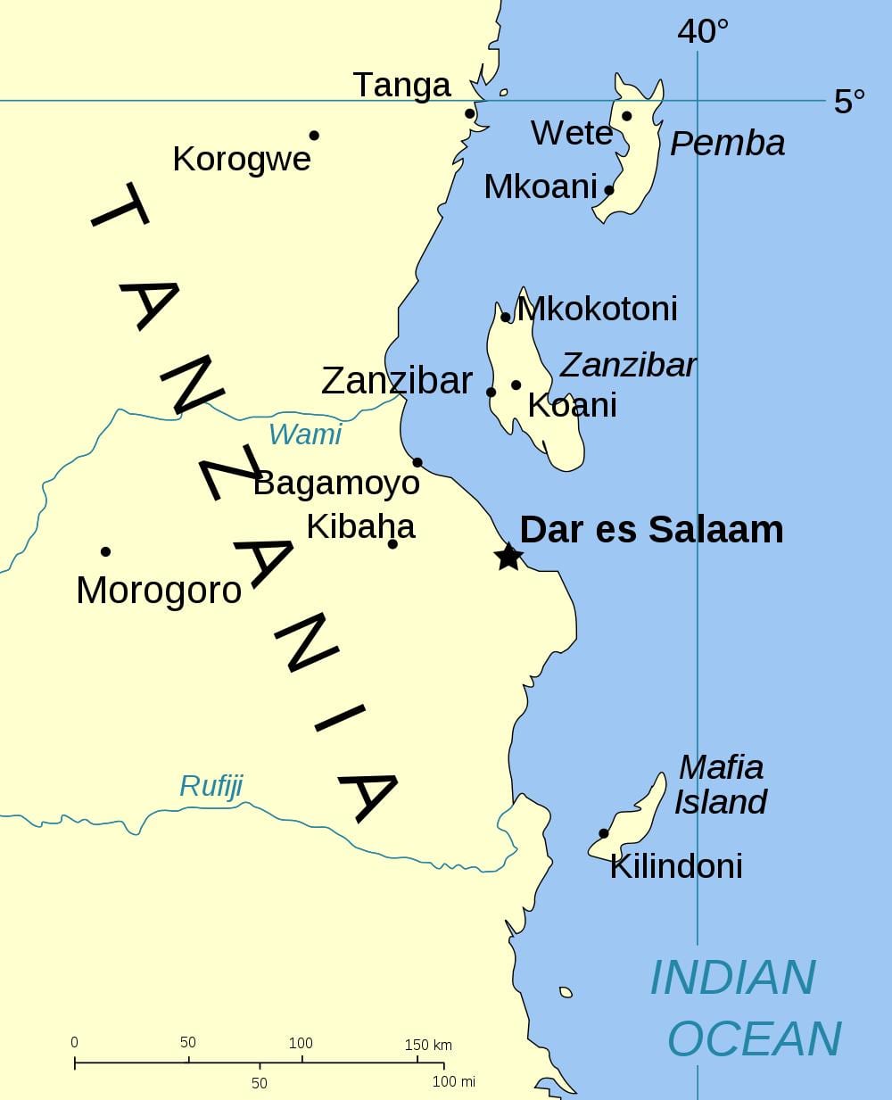 tanzània illes mapa