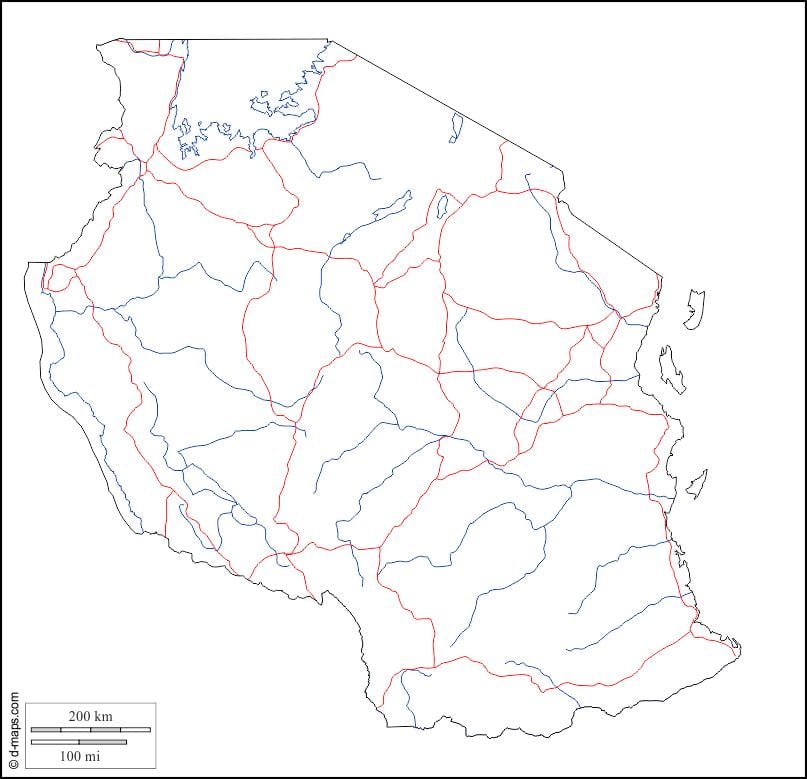 en blanc mapa de tanzània