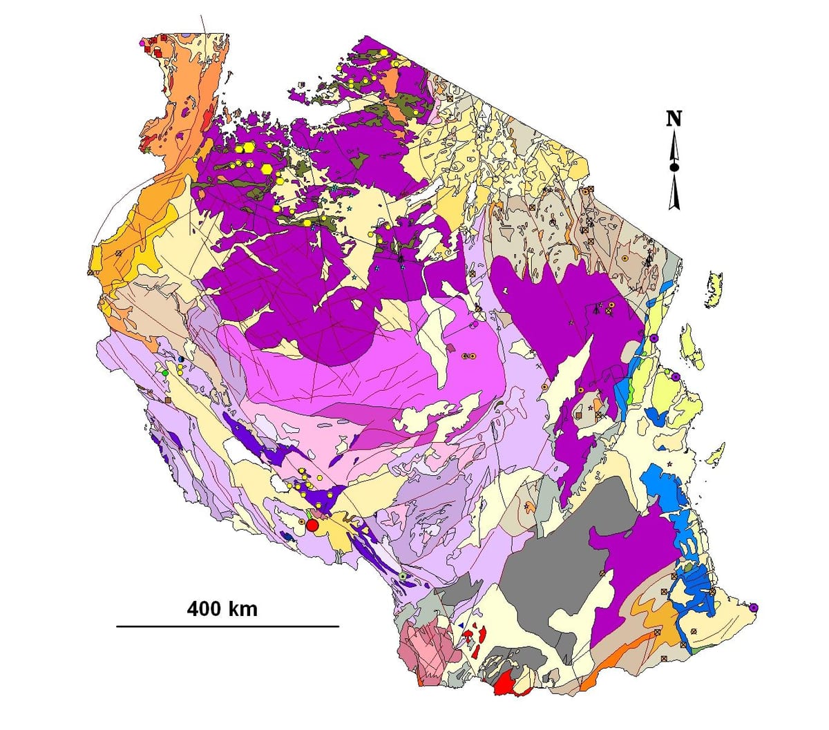 Mapa de tanzània geològic