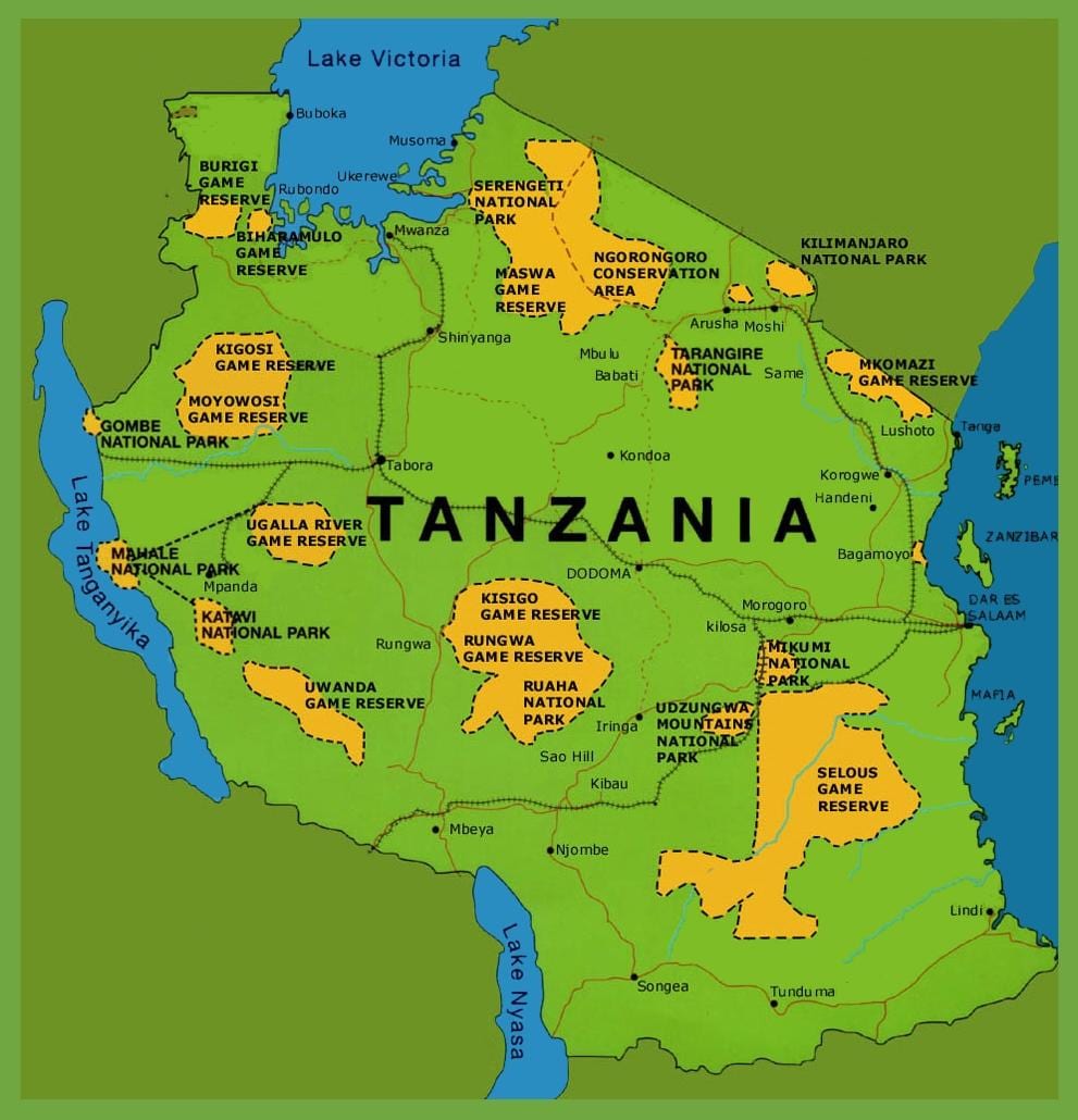 un mapa de tanzània