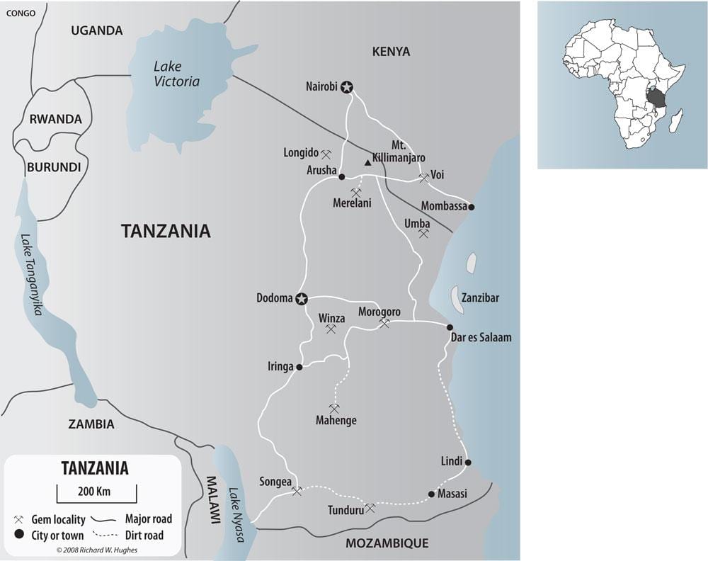 Mapa de tanzània mines d'or