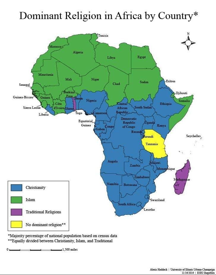 Mapa de tanzània religió