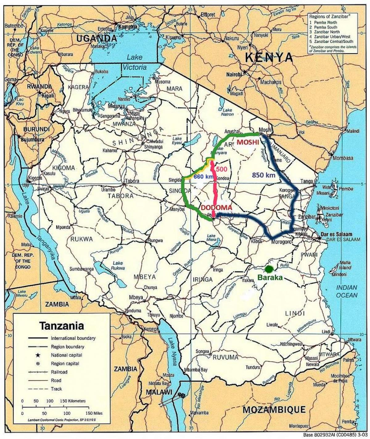 tanzània xarxa viària mapa