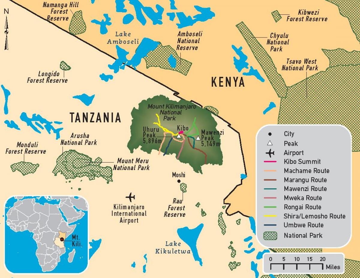 Mapa de tanzània kilimanjaro