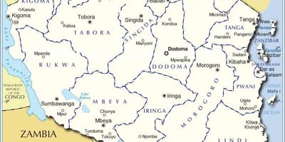 Tanzània administratiu mapa