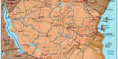 Mapa de tanzània mostra llocs històrics