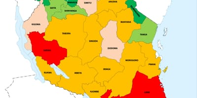 Tanzània densitat de població mapa