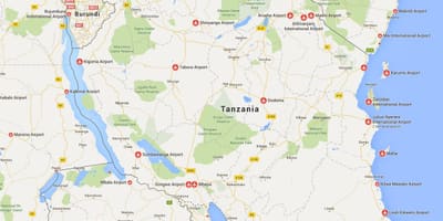 Mapa de tanzània aeroports 