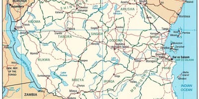 Mapa de tanzània amb les ciutats