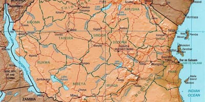 Tanzània mapa geogràfic