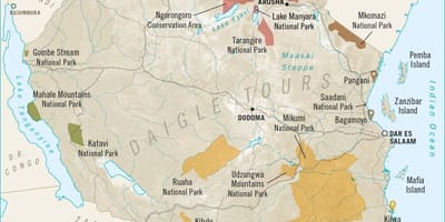 Mapa de tanzània reserves de caça