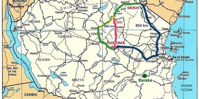 Tanzània xarxa viària mapa