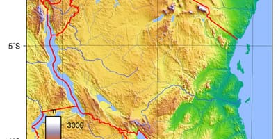 Tanzània, el mapa topogràfic