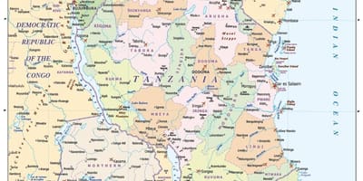 Mapa de tanzània i països de l'entorn
