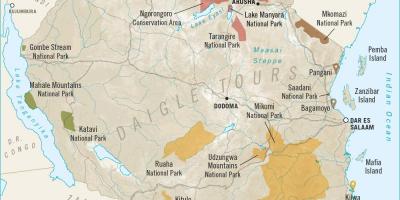 Mapa de tanzània safari 